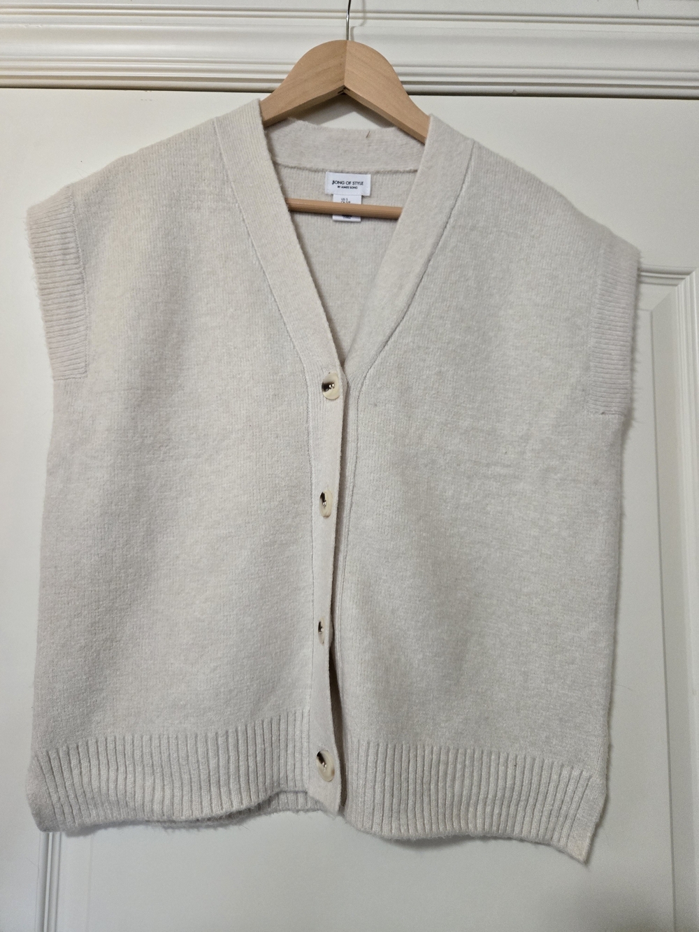 Song of Style Ivory Button-Front Knit Very Soft Cozy Sweater Vest